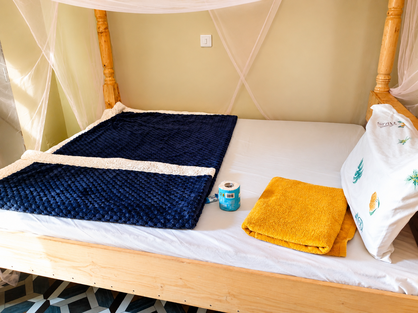 Trattoria accommodation room with a prepared bed